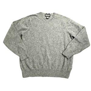 Eddie Bauer Sweater Mens Medium Gray‎ Lambs Wool Blend Vneck Stretch Pullover